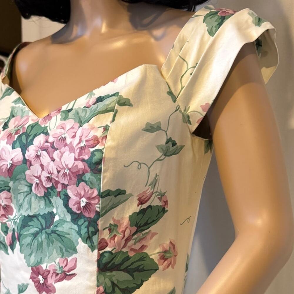 Vintage romantic floral pink Hydrindra off shoulder formal dress size small - Picture 16 of 16